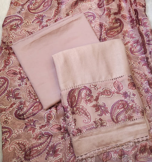 Lavender Floral Trim Palazzo Suit
