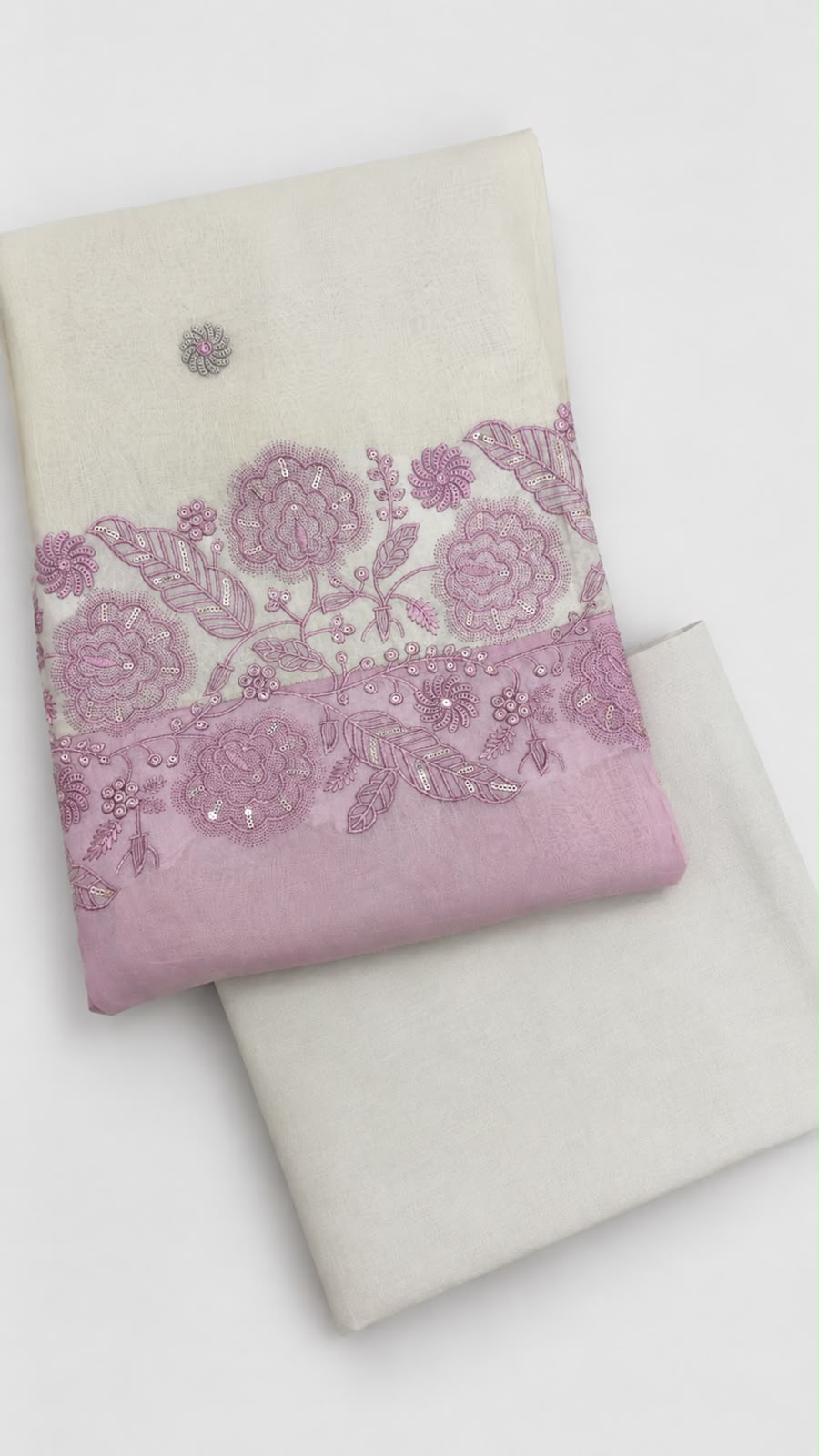 Unstitched Organza Kurta Set with Pure Rayon Bottom and Chiffon Dupatta – Pastel Green & Pink Luxury Ethnic Wear