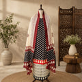 Heritage Ajrakh Inspired 3-Piece Cotton Dress Material – Black, Beige & Maroon